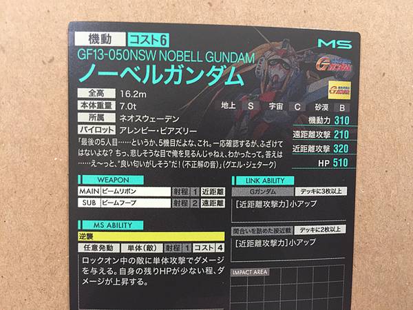NOBELL GUNDAM GF13-050NSW PR-081 Arsenal Base Card Reconguista