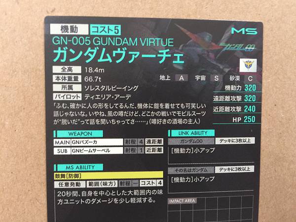 Tarjeta promocional Gundam Arsenal Base GN-005 PR-022 de GUNDAM VIRTUE