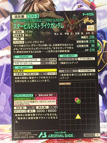 STAR BUILD STRIKE GUNDAM FQ06-028 Arsenal Base Card Build Fighters