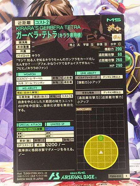 KIRARA'S GERBERA TETRA FQ06-035 Gundam Arsenal Base Card Build Fighters
