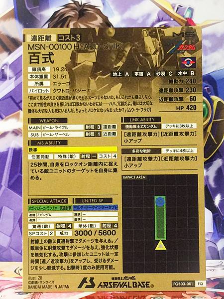 HYAKU-SHIKI FQB03-001 FQ Gundam Arsenal Base Card Zeta
