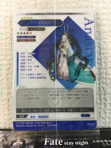 Tarjeta de oblea de Anastasia Caster Fate Grand Order FGO vol. 7 SR 22