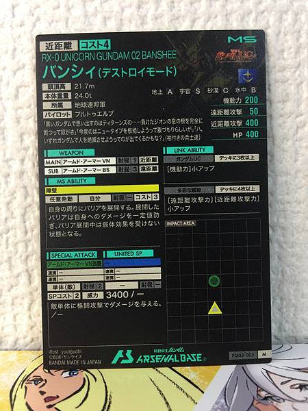 UNICORN GUNDAM 02 BANSHEE FQ03-005 M Arsenal Base Card Unicorn
