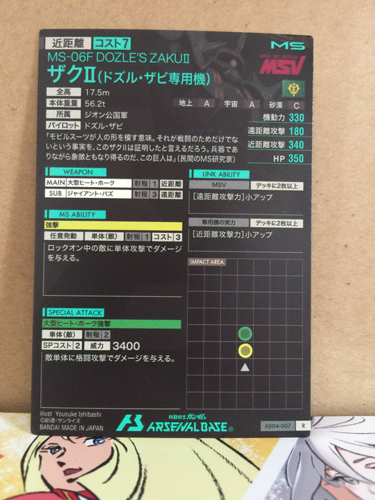 MS-06F Dozle's ZakuⅡ AB04-007Gundam Arsenal Base Card