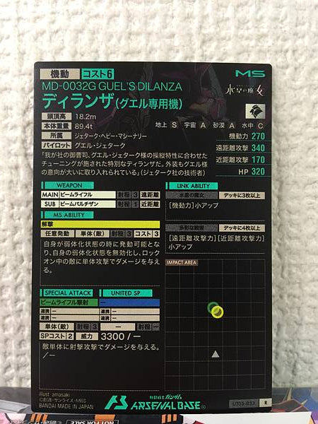 GUEL'S DILANZA UT05-033  R Gundam Arsenal Base Card