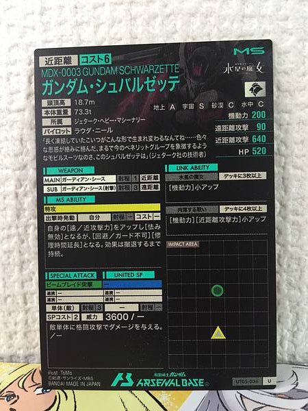 GUNDAM SCHWARZETTE UT05-036  Gundam Arsenal Base Holo Card