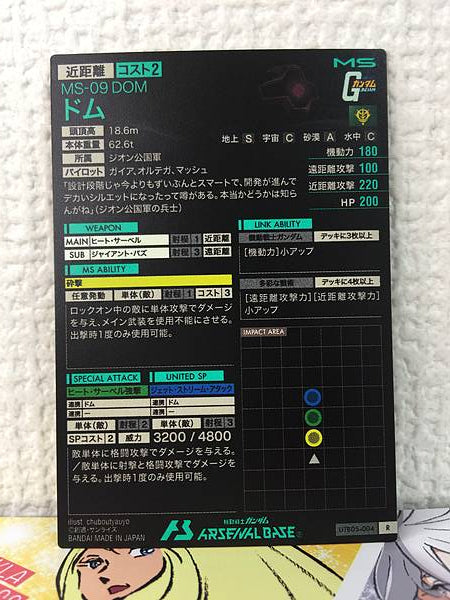 DOM UTB05-004  R Gundam Arsenal Base Card