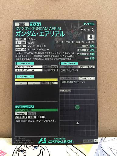 GUNDAM AERIAL XVX-016 LX03-057 C Gundam Arsenal Base Card