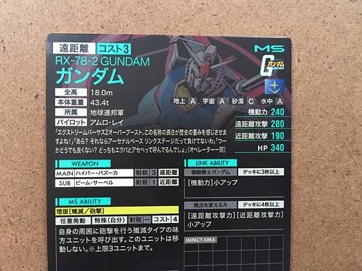 Tarjeta promocional de la base del arsenal paralelo del Gundam PR-100: Guerra de un año