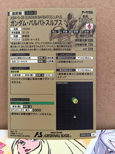 GUNDAM BARBATOS LUPUS LXR02-006 Gundam Arsenal Base Card