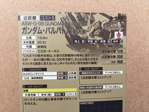 GUNDAM BARBATOS LXR02-005 Gundam Arsenal Base Card