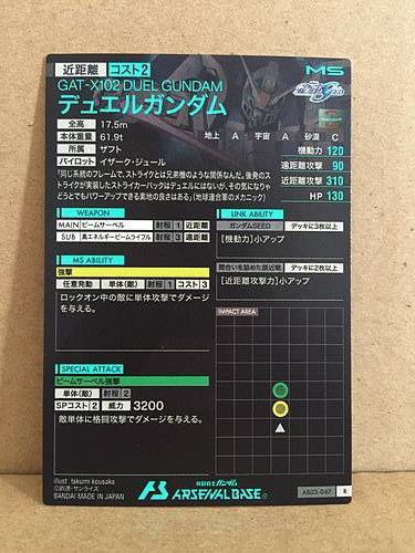 GAT-X102 DUEL GUNDAM AB03-047 Gundam Arsenal Base Holo Card