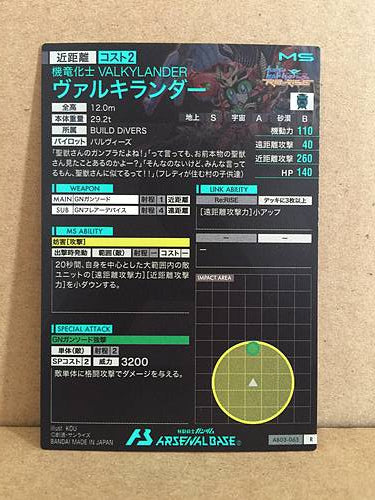 VALKYLANDER AB03-065 Gundam Arsenal Tarjeta Base Construcción Diversos