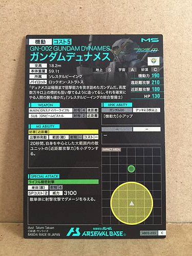 GN-002 GUNDAM DYNAMES AB02-035 Gundam Arsenal Base Holo Card