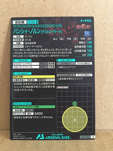UNICORN GUNDAM 02 BANSHEE NORN AB02-025 Gundam Arsenal Base Card
