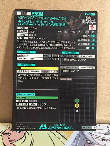 GUNDAM BARBATOS AB02-045 Gundam Arsenal Base Card