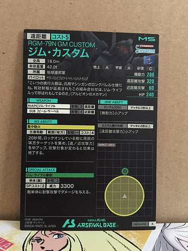 RGM-79N GM CUSTOM AB04-014 Gundam Arsenal Base Card