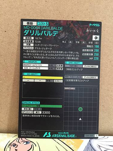 MD-0064 DARILBALDE LX01-059  Gundam Arsenal Base Card